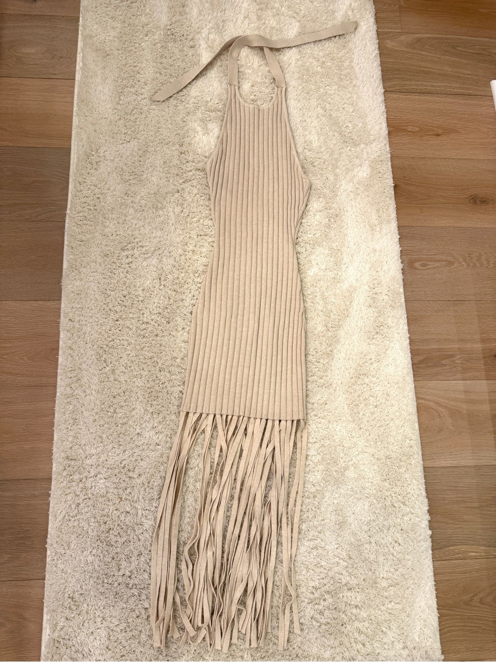 VICI Cream Fringe Halter Midi Dress - Picture 3 of 7